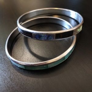 {SOLD}🐚 Iridescent Silver Bangles from Spain